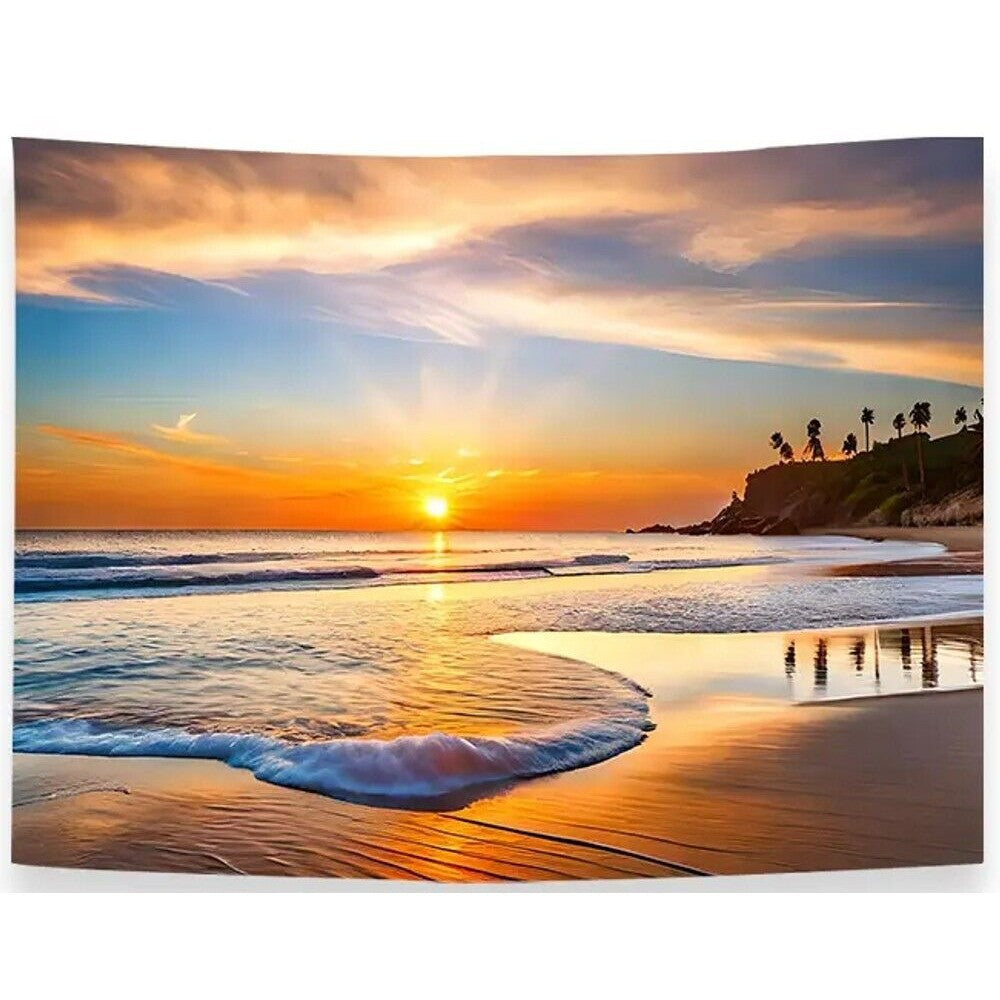 Stunning Vibrant Ocean Sunset Fabric Tapestry 59" x 51" NEW! Home & Garden:Home Décor:Tapestries Style Your Walls
